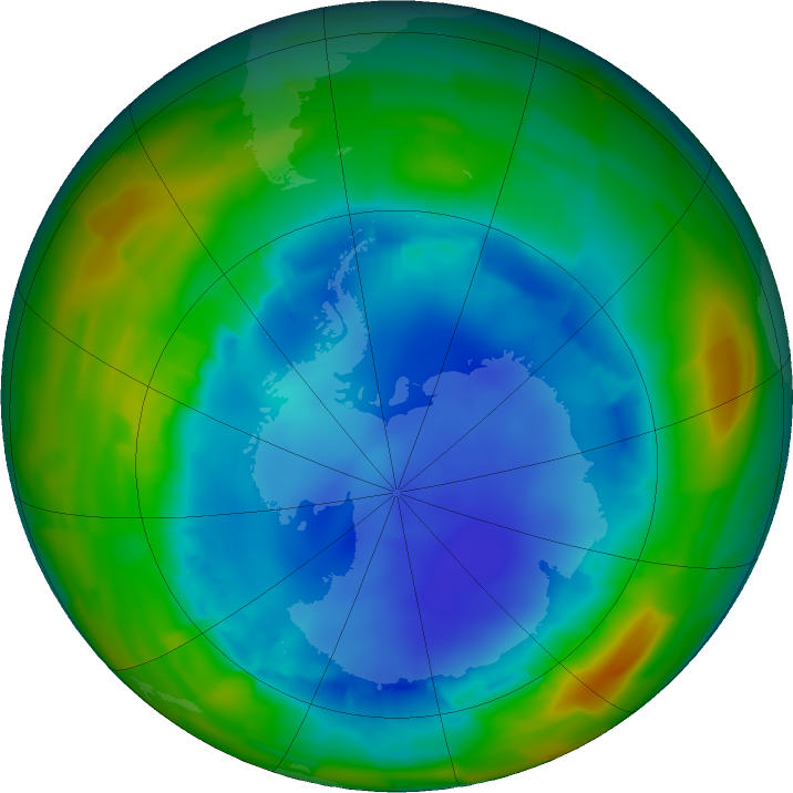 Antarctic ozone map for 13 August 2011